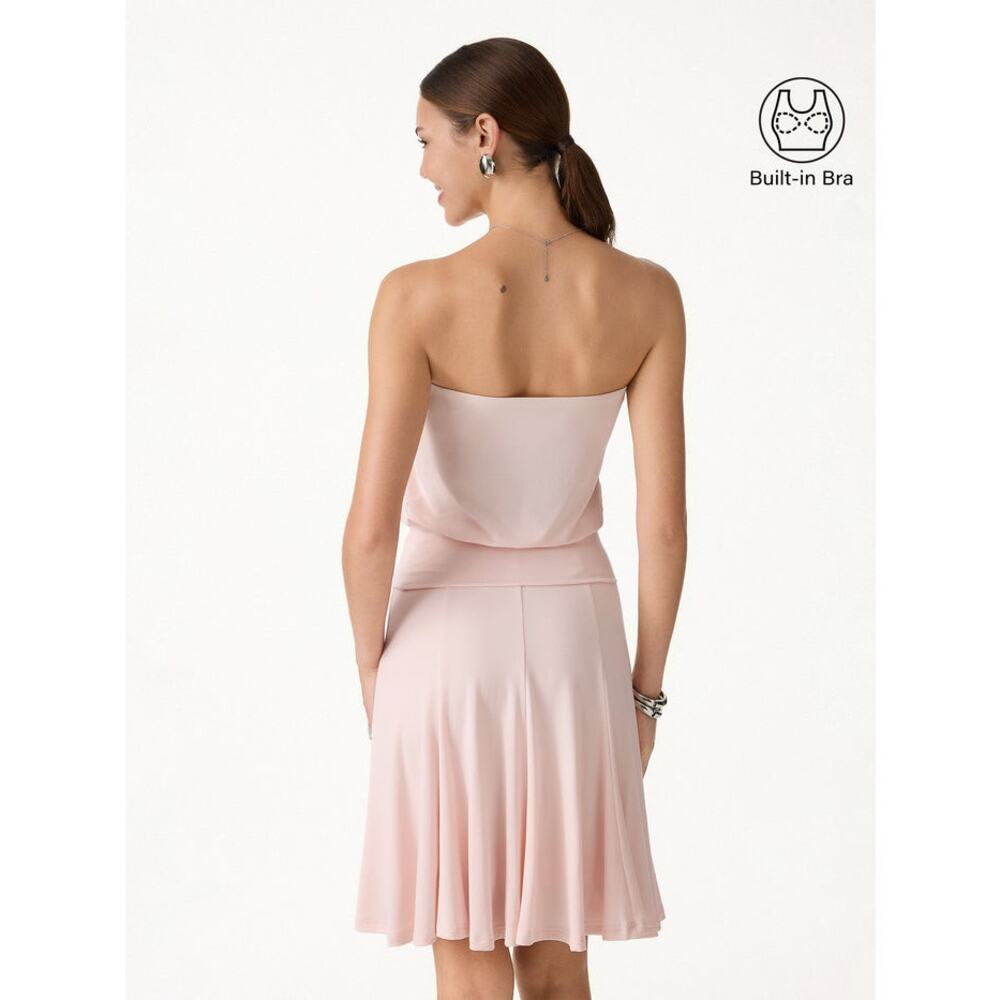 NWT OGL Off White Cream Lyocell Bandeau Banded Hem Built In Brami Bra Top S $45 - Picture 5 of 7